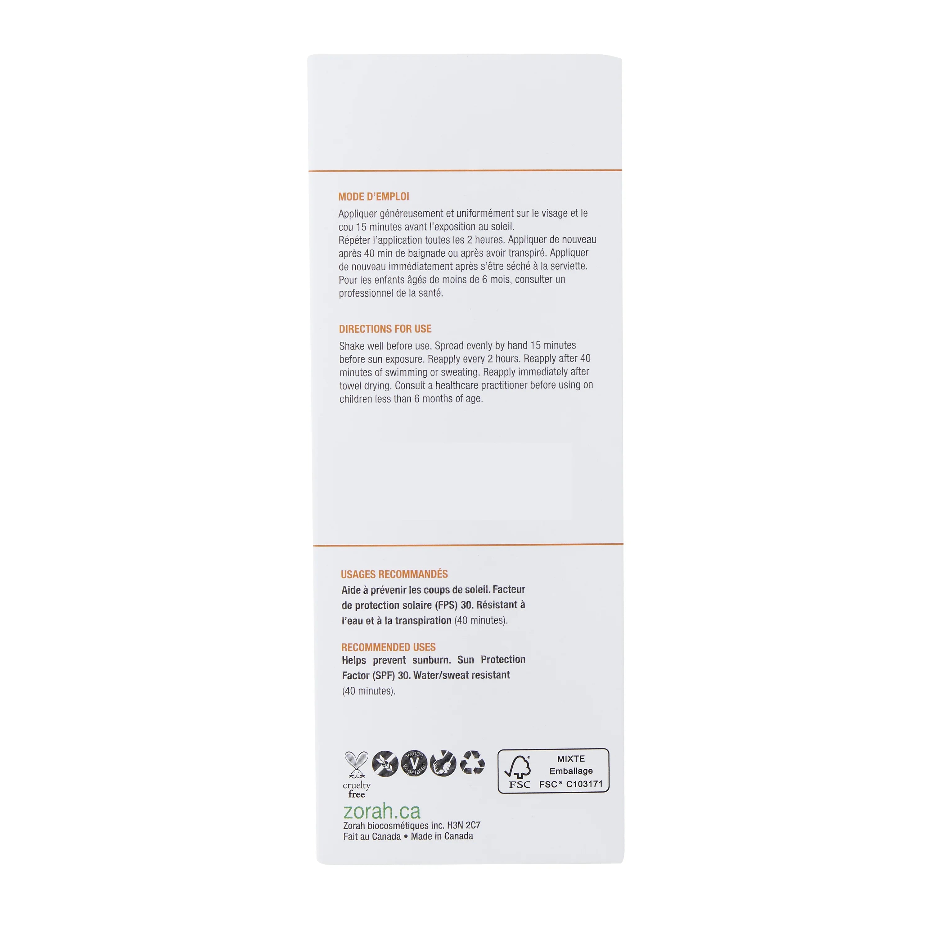 tinted face sunscreen | SPF 30 - Zorah biocosmétiques